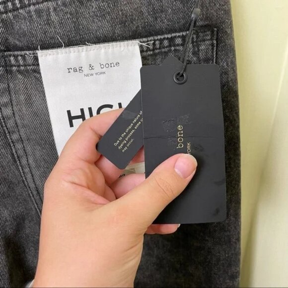 NWT Rag & Bone Maya High Rise Shorty Wide Leg Jeans in Black Opal Size 34 - Picture 10 of 13